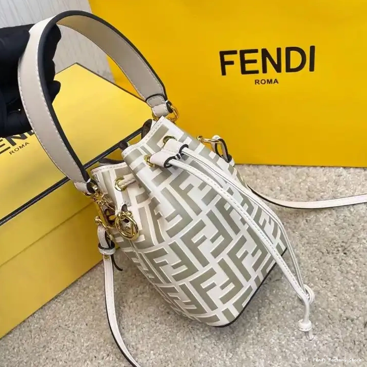 Cheap Motif Calf Bucket Tresor Bag Leather Mon Fendi White FF In Mini 0505